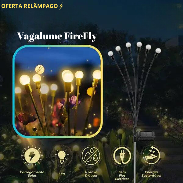 Luminária Solar Para Jardim Vagalume FireFly BellaCasa Brasil